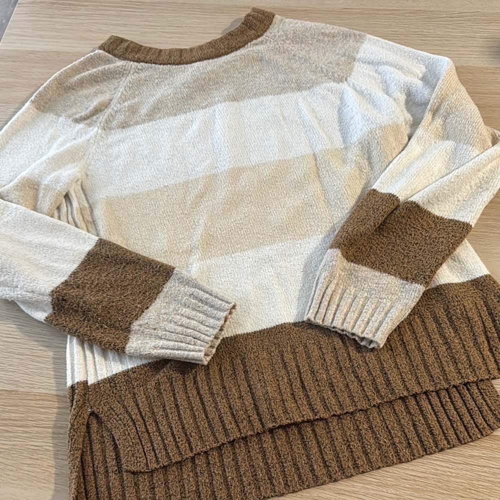 Time and Tru Brown and Cream Crew Neck Sweaters